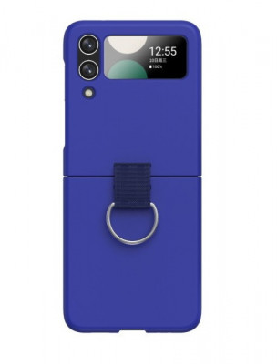 Husa pentru Samsung Galaxy Z Flip 4 din policarbonat cu inel de prindere si protectie pentru camere, Albastru foto