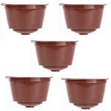Set 5 capsule reutilizabile cafea, Plastic/Silicon, 52 x 35 mm, Maro