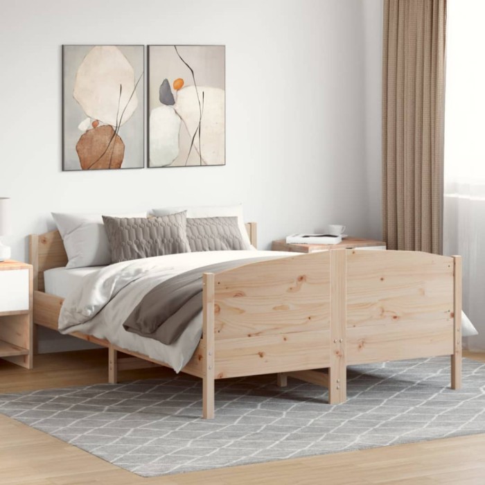 vidaXL Cadru de pat cu tăblie, 140x200 cm, lemn masiv de pin