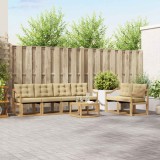 vidaXL Set 7 Piese Canapele Exterior cu Perne Lemn Masiv Acacia Alb Bej Textilene Gradina Terasa Durabil Confortabil