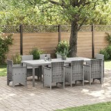 Masa de gradina Gossi gri deschis 250x100x73 cm poly rattan, masa de gradina Gossi gri deschis 100x100x73 cm poly rattan, masa de gradina Gossi gri de