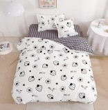 Cumpara ieftin Lenjerie De Pat Kane Xc043, Bumbac, 4 Piese, Cu Elastic, Alb, Gri, Imprimeu