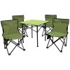 Set camping 5 in 1 cu masa si 4 scaune pliabile, structura otel si blat aluminiu, 53x52x50 cm, verde Household NewTrend