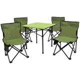Set camping 5 in 1 cu masa si 4 scaune pliabile, structura otel si blat aluminiu, 53x52x50 cm, verde Household NewTrend