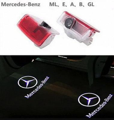 Set 2 Holograme LED cu LOGO Mercedes w176, pentru Portiere foto