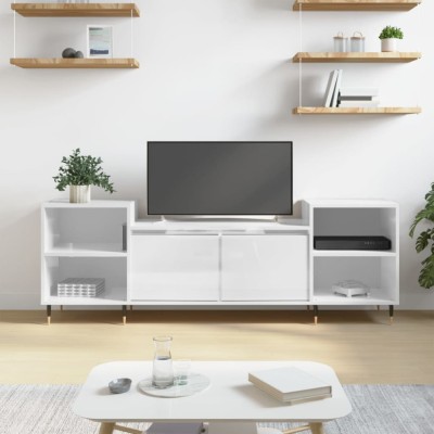Gossi comoda tv, alb extralucios, 160x35x55 cm, lemn prelucrat foto