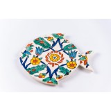 Platou tip pește din ceramică | flori multicolor