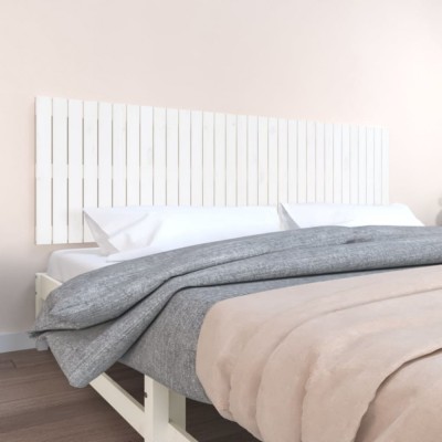 vidaXL Tăblie de pat pentru perete, alb, 204x3x60 cm, lemn masiv pin 824829 foto