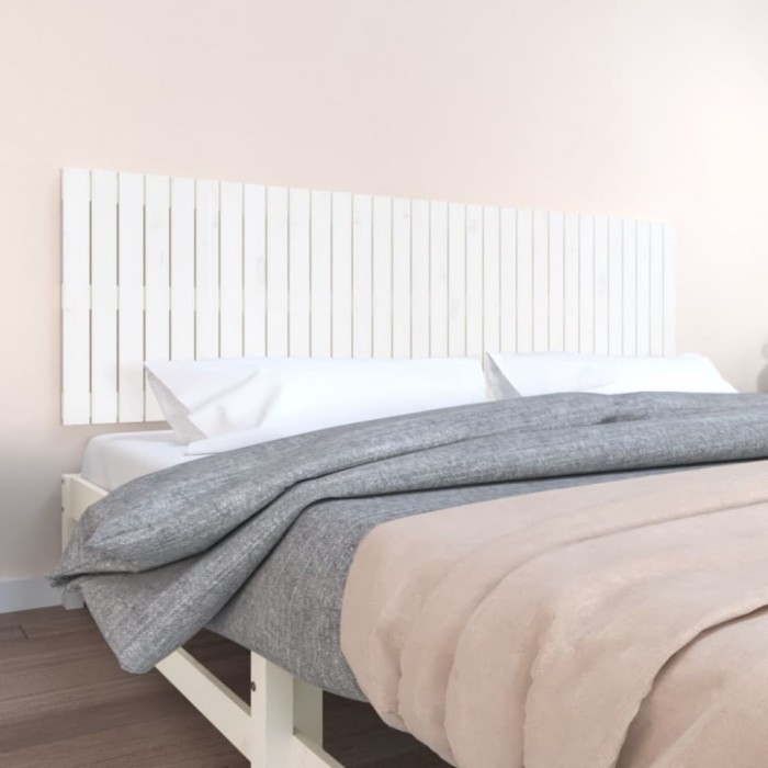vidaXL Tăblie de pat pentru perete, alb, 204x3x60 cm, lemn masiv pin 824829