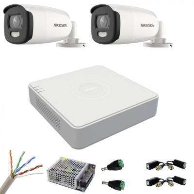 Kit de supraveghere Hikvision 2 camere 5MP ColorVu, Color noaptea 40m, DVR cu 4 canale 8 MP, accesorii incluse SafetyGuard Surveillance foto