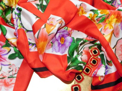 CODELLO, esarfa noua, originala, matase naturala premium , bratara designer Franta vintage foto