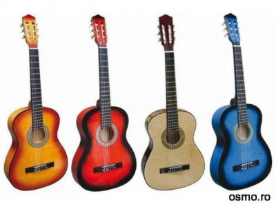 Chitara de lemn pentru copii marime 60 cm diverse culori foto