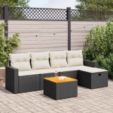 vidaXL Set mobilier de grădină cu perne, 6 piese, negru, poliratan 3325780