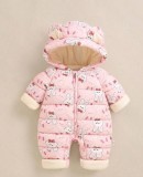 Combinezon din fas pentru fetite - Iepurasi (Marime Disponibila: 6-9 luni, Superbaby