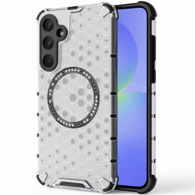 Husa MagSafe pentru Samsung Galaxy A36 A366, Techsuit, HoneyComb Shield, Alba foto