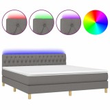 Cumpara ieftin Pat cu arcuri, saltea si LED, gri inchis, 180x200 cm, textil