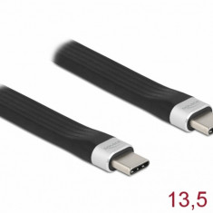 Cablu USB 3.2 Gen 2 type C la type C FPC Flat Ribbon PD 3A E-Marker 13.5cm, Delock 85770