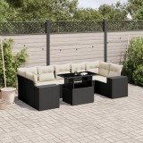 Set mobilier de gradina cu perne, 8 piese, negru, poliratan GartenMobel Dekor, vidaXL