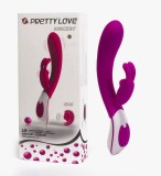 Vibrator Iepuras Pretty Love Vincent, Control Vocal, 2 Motoare, 12 Functii, Silicon, Rosu, USB Reincarcabil, Stimulare Clitoris