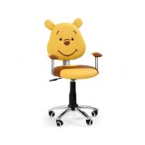Scaun birou copii HM Kubus, Piele ecologica, Cadru Polipropilena, Roti cauciucate, Inaltime ajustabila, 80 Kg, Galben
