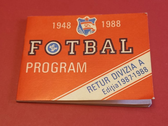 Program fotbal DINAMO BUCURESTI (Retur Divizia A 19871988) Okazii.ro