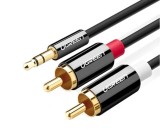 CABLU audio Ugreen, &quot;AV116&quot; stereo 3.5 mm jack (T) la 2 x RCA (T), 1m, conectori auriti, negru &quot;10749&quot; (timbru verde 0.18 lei) - 6957303817498