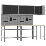 Cumpara ieftin Set de dulapuri de lucru cu raft Manual 10 buc. Negru si Gri