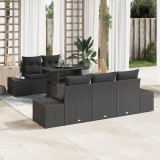Gossi set de 6 piese de sofa de gradina cu pernute negru ratan poly