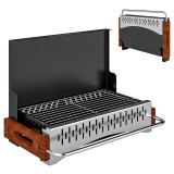 Outsunny Grătar Portabil cu Cărbune, Tava Detașabilă, din Oțel Inoxidabil și Metal, 50,5x34x33 cm, Negru | Aosom Romania