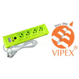 Vipex 43015 Prel protectie la suprasarcina si supratensiune (3&times;1,5mm) 4P 2m intrerupator