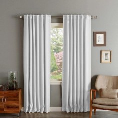 Draperie din catifea cu rejansa transparenta cu ate pentru galerie, Madison, 150x250 cm, densitate 700 g/ml, Alb, 1 buc