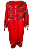 Rochie dama casual RC24, rosu , marimea 2XL, Bumbac