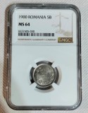 5 BANI 1900 MS 64 - GRADATA NGC,, Nichel