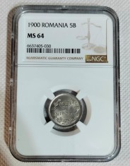 5 BANI 1900 MS 64 - GRADATA NGC,