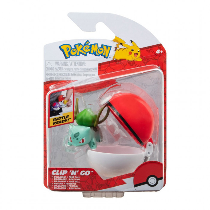 Pokemon - Set figurine Clip n Go, Bulbasaur #4 &amp; Pok&eacute; Ball, 2 buc