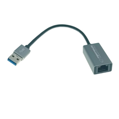 Placa de retea Ethernet Gigabit Esperanza 95883, USB 3.0 la RJ-45, cablu 18 cm, gri foto