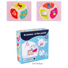 Set 12 Puzzle-uri de asociere din lemn - Evolution, 7Toys