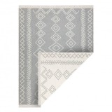Covor TWIN 23000 Boho, bumbac, cu două fețe, romburi Franjuri ecologice - gri / crem, 60x90 cm