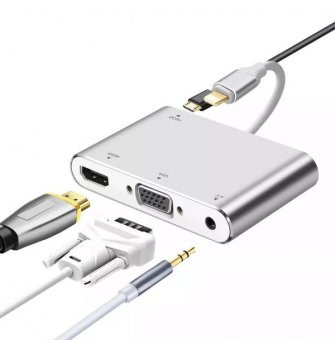Adaptor Usb 4 in 1 HDMI, VGA, AV compatibil cu iPhone/iPad foto