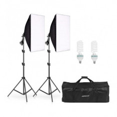 Kit foto studio,2 lumini softbox,trepiezi 200 cm inclusi si geanta transport