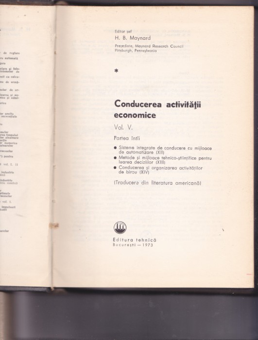 H. B. Maynard - Conducerea activității economice ( vol. V, partea 1 )