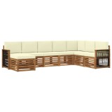 vidaXL Set de canapele de exterior cu pernă 6 pcs Natural și Crem 3384711