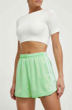 Adidas Originals pantaloni scurti femei, culoarea verde, cu imprimeu, high waist, IP0712