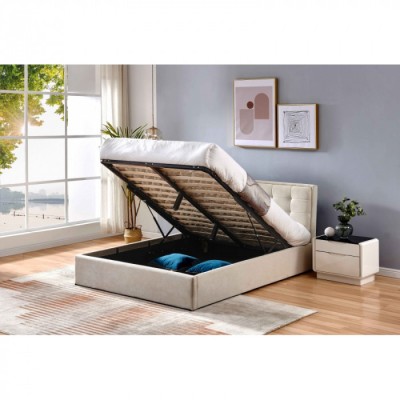 Pat Calypso 160x200 cm Tapitat Stofa Crem Somiera Inclusa (cod ML 1506-01) foto