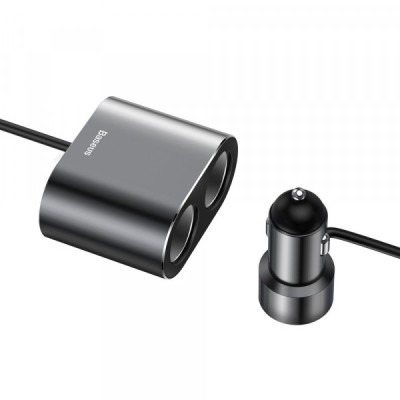 Incarcator Auto Baseus High Efficiency, 95W, 2.1A, 2 x Extensie Bricheta - 2 x USB-A, Gri CRDYQ-01 foto