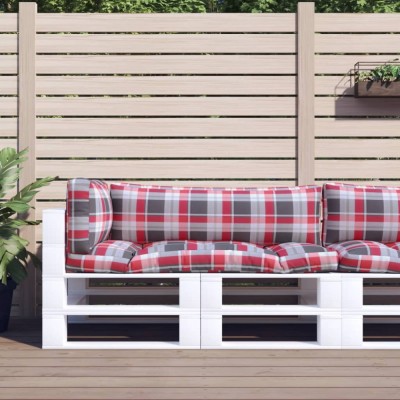 Perne pentru paleti, 3 buc., rosu carouri, material textil GartenMobel Dekor foto