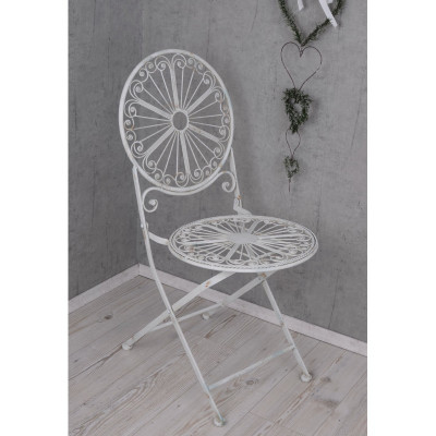 Scaun Shabby Chic din fier forjat Antik White AJA008 foto