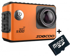 Camera Video Sport 4K iUni Dare S100 Orange, WiFi, GPS, mini HDMI, 2 inch LCD + Card MicroSD 16GB Cadou foto