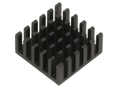 Radiator extrudat cu aripioare negre 24,2mm x 24,2mm foto