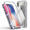 Husa metalica Apple iPhone X Total Protect GloMax Argintiu spate sticla folie